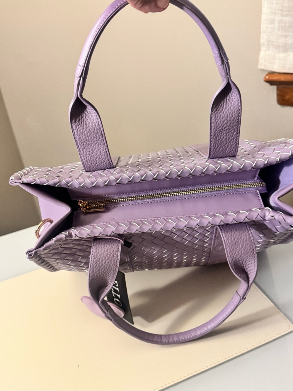 Ello Lavender Woven Vegan Leather Tote Bag+ CB strap Heart Charm & Wallet-NWT - Picture 6 of 12